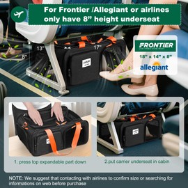 pidipiti 17x13x8 Frontier Allegiant Airlines Approved top Expandable pet Carrier for Extra-Small Dog/Small cat,Weight up to 5 lbs,Length Shorter Than 16''