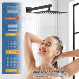 Midanya Rain Shower System Tub Shower Faucet Set Square Rainfall Waterfall Shower Head with Handheld Sprayer Tub Spout Combo Wall Mounted bathtub faucet set Rough-in Valve, 10 Inch Matte Black