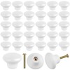 GENHAKON 40 Packs White Ceramic Cabinet Knobs, Glossy Ceramic Knobs,