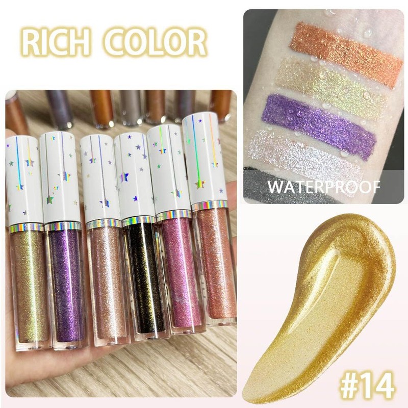 evpct Liquid Shimmery Glitter Eyeshadow Eyeliner, High Pigment Colored Metallic
