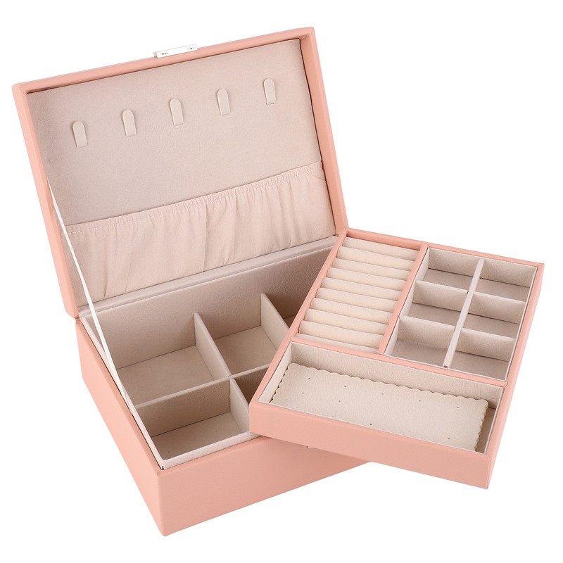 Jewelry Box Organizer 2 Layer Jewelry Storage Case PU Leather