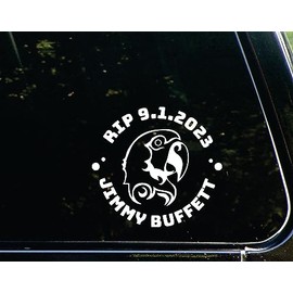 R.I.P Jimmy Buffet for Cars Funny car Vinyl Bumper Sticker Window Decal | White | 6.25" inch