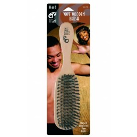 Titan Fine Quality Long Handle Natural Reinforced Boar Bristle Wooden Wave Brush - Maroon (Soft), 12 in