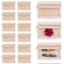 Meyeyaia 12 Pcs Jewelry Travel Pouch, Lightweight Velvet Travel Jewelry Pouch with Zipper for Storge Rings Earrings Necklaces Gift for Women, Traveler, Bridesmaid Gifts, Beige