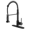 Black Kitchen Faucet with Pull Out Sprayer Stainless Steel Single