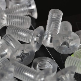 25 x Crosshead Countersunk Screw Nuts and Bolts, Transparent Clear Plastic Acrylic, M8 x 20mm - Acrylic Plastic Screws, 5/16 x 25/32