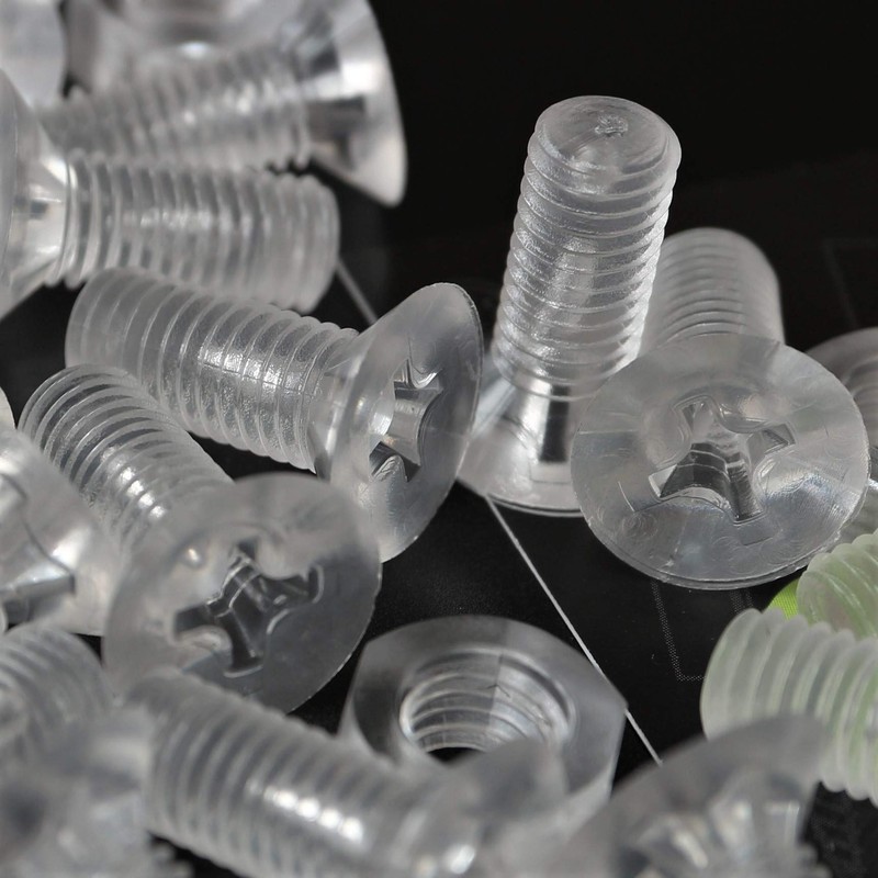 25 x Crosshead Countersunk Screw Nuts and Bolts, Transparent Clear