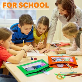 Pencil Pouch for 3 Ring Binder, 100 Packs Zipper Pencil Pouch Bulk in 10 Colors, Pencil Case for Binder with Clear Window for School, Home and Office