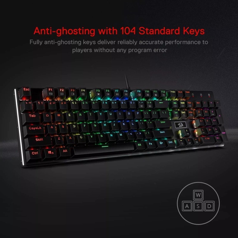 Greyghost Mechanical Gaming Keyboard with Alumium 104 Standard Keys Rainbow