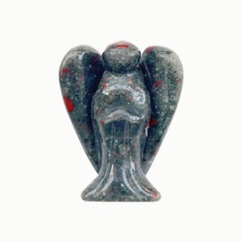 Sunshcat Natural African Bloodstone 1.5 inches Carving Pocket Palm Stone Figurines,Healing Crystal Prayer Guardian Angel Statue Decoration