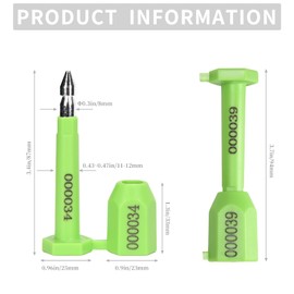 LeadSeals 20PCS Long Bolt High Security Shipping Container Seals with Print Progressive Numbering Tamper Proof Seals for Cargo Containers, Trucks, Trailers ISO 17712 Certified (Green)