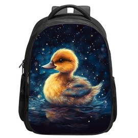 SARA NELL Duck Backpack Cute Baby Duck School Book Bag, Kawaii Ducky Children Bookbags for Elementary Primary Boys Girls, 16 Inches Bookbag with 2 Main Compartments