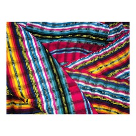 Short Headwrap Scarf Hair Tie Turban Woven Cotton Jeweltone Stripes Topaz Yellow Fuchsia Pink Blue