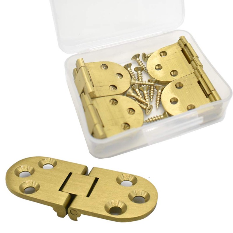 Renashed 4 Pcs Round Edge Hinge Brass Butler Tray Hinge