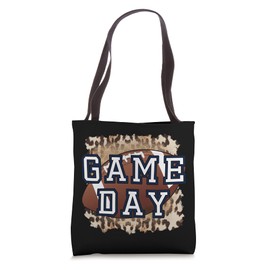 Game Day Leopard Print Football season Tote Bag
