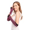 Punk Gothic Rock Long Arm Warmer Fingerless Gloves, Black Fuchsia,