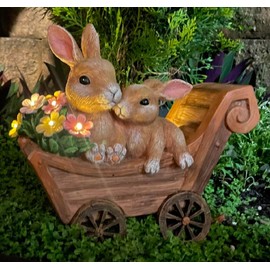 PRETMANNS Bunny Solar Garden Statues, Garden Decor for Outside, Yard Decorations Outdoor, Patio Decorations & Front Porch Decor, Gifts for Moms, Rabbit Outdoor Statue for Garden, Garden Gift – Large