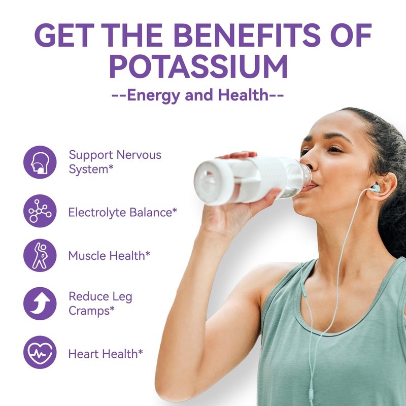 Potassium Gummies,Chewable Potassium Supplement 1000mg for Adults, Support Leg Cramps