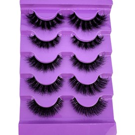 HBZGTLAD Cat eye Eyelashes 3D Natural False Lashes D Curl Fluffy Soft Cross 5 pairs Manga Lashes Wispy Natural Eyelash Extension Makeup (GAM501)