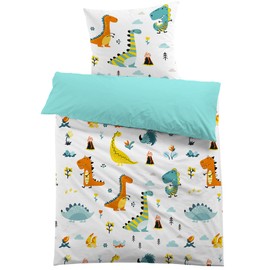 MUSOLEI Dinosaur Bed Linen 135 x 200 cm Children Girls Boys 3D Print Cartoon Dino Bed Linen Children's Bed Linen Microfibre Polyester Duvet Cover 135 x 200 cm with 1 Pillowcase 80 x 80 cm Dino04