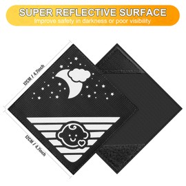 Kimsky Pack of 5 Reflectors for Pushchairs with Velcro Fastening, Universal Safety Reflectors, Suitable for All Pushchairs, Backpacks, Bicycles, Wheelchairs - Black