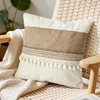 QoBexim Boho Patchwork Linen Pillow Covers with Tassles 18x18 Set