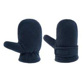 RAOEXI Toddler Infant Winter Mittens Fleece Lined Adjustable Baby Boys Girls Thick Warm Gloves for 1-7 Years (A-Navy, XL (4-7 Years))