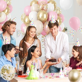 Luftballons Rosa Beige Gold, 60 Stück 12 Zoll Konfetti Helium Ballons Beige Gold, Rosa Luftballons und Pink Weiß Beige Gold Ballons für Geburtstag Mädchen Frauen,Hochzeit,Baby Shower Party Dekoration