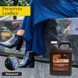 Fiebing's Prime Neatsfoot Oil 32 Fl Oz - Leather Conditioner & Preservative with Synthetic & Natural Animal Oil - Waterproof, Soften, Restore & Strengthen Leathercraft Shoe, Boot, Saddle, Couch, Purse