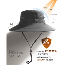 FURTALK Womens Sun Hat Beach Summer Wide Brim UPF 50+ Outdoor Protection Foldable Lightweight Ponytail Bucket Hat Dark Grey, One Size