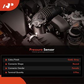 A-Premium Exhaust Back Pressure Sensor [W/ 3Pins] Compatible with V8 6.4L Diesel - 2008-2010 - Ford F-250 F-350 F-450 F-550 Super Duty - Turbocharged