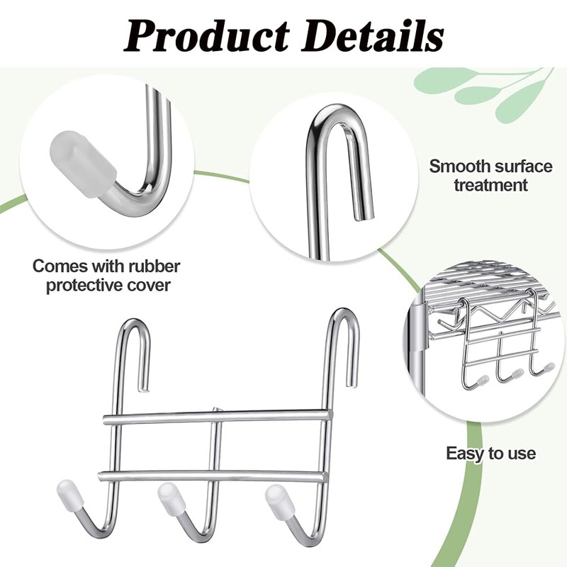 NYGHMY 6-Pack Wire Shelving Hooks - 3-Hook Hanging Organizer Attachments,