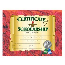 Hayes Certificates of Scholarship, Award Recognition for Academic Achievement, High Grades, Honor Roll, Graduation, Scholarship Ceremony, Full-Color Glossy Finish, 8.5" x 11" - 30 Pack