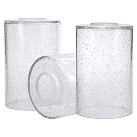 GoldSwift 3 Pack Bubble Seeded Glass Lamp Shade Fixture Replacement Globe & Shade, 6" Tall, 1-5/8 inch Fitter, Clear Cylinder Glass Covers for Chandelier Pendant Light Wall Sconces