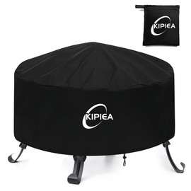 Kipiea Fire Pit Covers Round Outdoor Waterproof Fire Bowl Cover for 22-44 inch Round Firepit, Anti UV No Fading - Black (44"D x 24" H)
