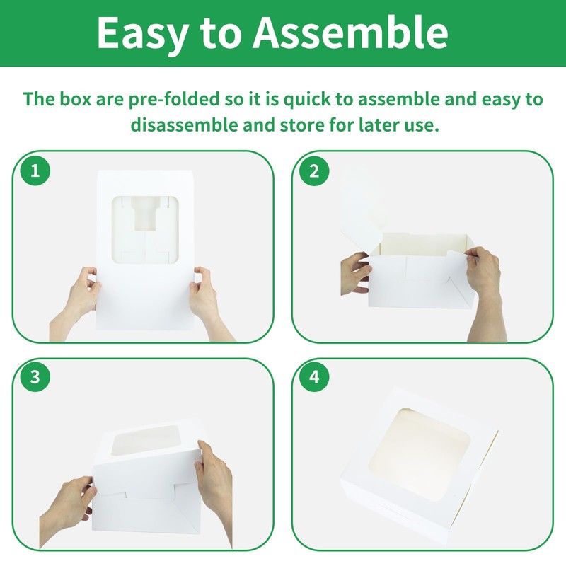 fwipiyo 30 Pcs Cake Boxes 10 Inch with Window Clear