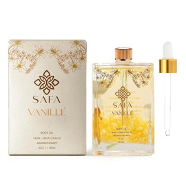 SAFA Vanillé Oil - Organic Oil for Face, Body, Hair, Nails & Aromatherapy | Vanilla Extract & Jasmine Petals - Essential Oil for Diffusers | After Shower Body Oil | Skin Moisturiser (4 Fl Oz)