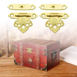 10 Stück Gold Box Schnalle Verschlüsse Dekorative Riegel für Kleine Box Scharniere Kleine Box Scharniere Antike Verriegelung Haken für Holzkiste Schublade Schmuckbox DIY mit Schrauben