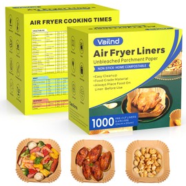1000Pcs Air Fryer Paper Liners, 8" Square Air Fryer Liners Disposable, Heavy-Duty Parchment Paper for 5-8 qt Airfryer Basket, Non-Stick Baking Liner for Oven Pan