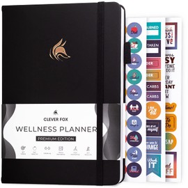 Clever Fox Wellness Journal – Weekly & Daily Health and Wellness Log, Food Journal & Meal Planner Diary for Calorie Counting, Notebook for Medical Condition Tracking, A5 – Black