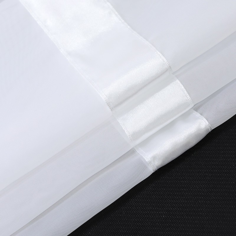Joyswahl “Julie” Short Voile Curtain with Tabs and Satin Ribbon