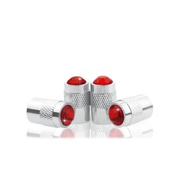 Bling Anti-Theft Locking System RED-D Diamond Rhinestone Metal Chrome Tire Rim Valve Stem Cap