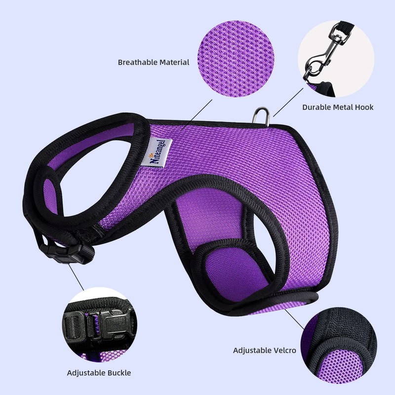 Niteangel Adjustable Soft Harness with Elastic Leash for Rabbits (M,