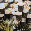 Riverhighfur Pack of 100 Black and Gold Party Paper Cups