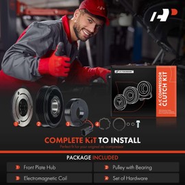 A-Premium Air Conditioner AC Compressor Clutch Kit Compatible with Ford Fusion 2006-2012 & Lincoln MKZ 2010, Zephyr 2006 & Mercury Milan 2006-2011, 2.5L 3.0L 3.5L