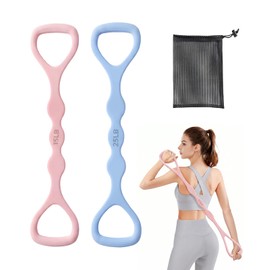 DAWZMR 2 PCS Figure 8 Resistance Bands for Women, 15 Lbs & 25 Lbs Keep Resistance Band with Non-Slip Handles for Arms Back Chest & Shoulder