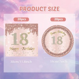 40PCS 18th Birthday Decorations for Girls Rose Gold Birthday Party Decorations Supplies Pink Birthday supplies Included Rose Gold Birthday Plates Napkins for Women Girs Birthday Party