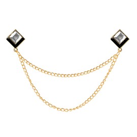 Men's Metal Tassel Chain Collar Pins Suit Brooch Tie Pin Rhinestone Lapel Pin for Men Silver Gem Brooch Pins Suit tassel Collar Chains for Shirts Badge Tuxedo Accessories