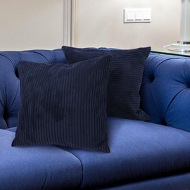 Betadistor Corduroy Cushion Covers Pack of 2 Modern Patchwork Throw Pillow Covers Soft Pillowcase Broadside Decorative Textured Cushions for Home decor Sofa Bedroom Couch 45x45cm Navy Blue，517-0350