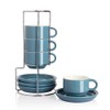 Sweejar Porcelain Espresso Cups with Saucers, 4 Ounce Stackable Cappuccino